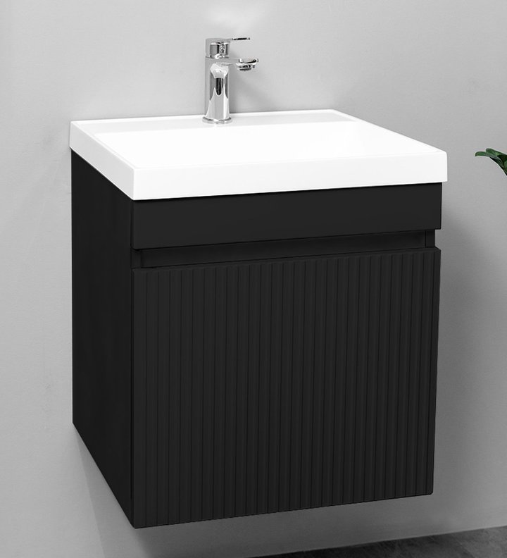 Fresco 50 комплект мебели подвесной c 1 МДФ дверью (под Слим 50/Altais 35), цвет Черный Fr-T50FrBl