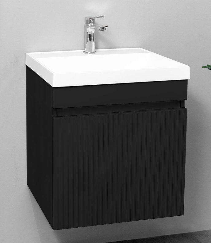 Fresco 50 комплект мебели подвесной c 1 МДФ дверью (под Слим 50/Altais 35), цвет Черный Fr-T50FrBl