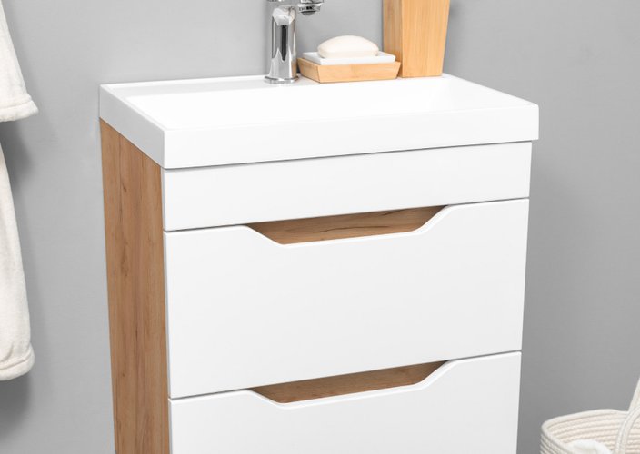 Arona 50 Комплект мебели подвесной с ящиками, фасад МДФ с вырезами (под Слим 50/Altais 35), Крафт+Белый AR-T50-KPW/Wdr