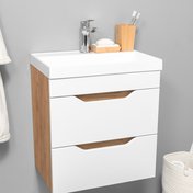 АРОНА  50 Комплект мебели подвесной с ящиками, фасад МДФ с вырезами (под Слим 50/Альтаис 35), Крафт+Белый AR-T50-KPW/Wdr