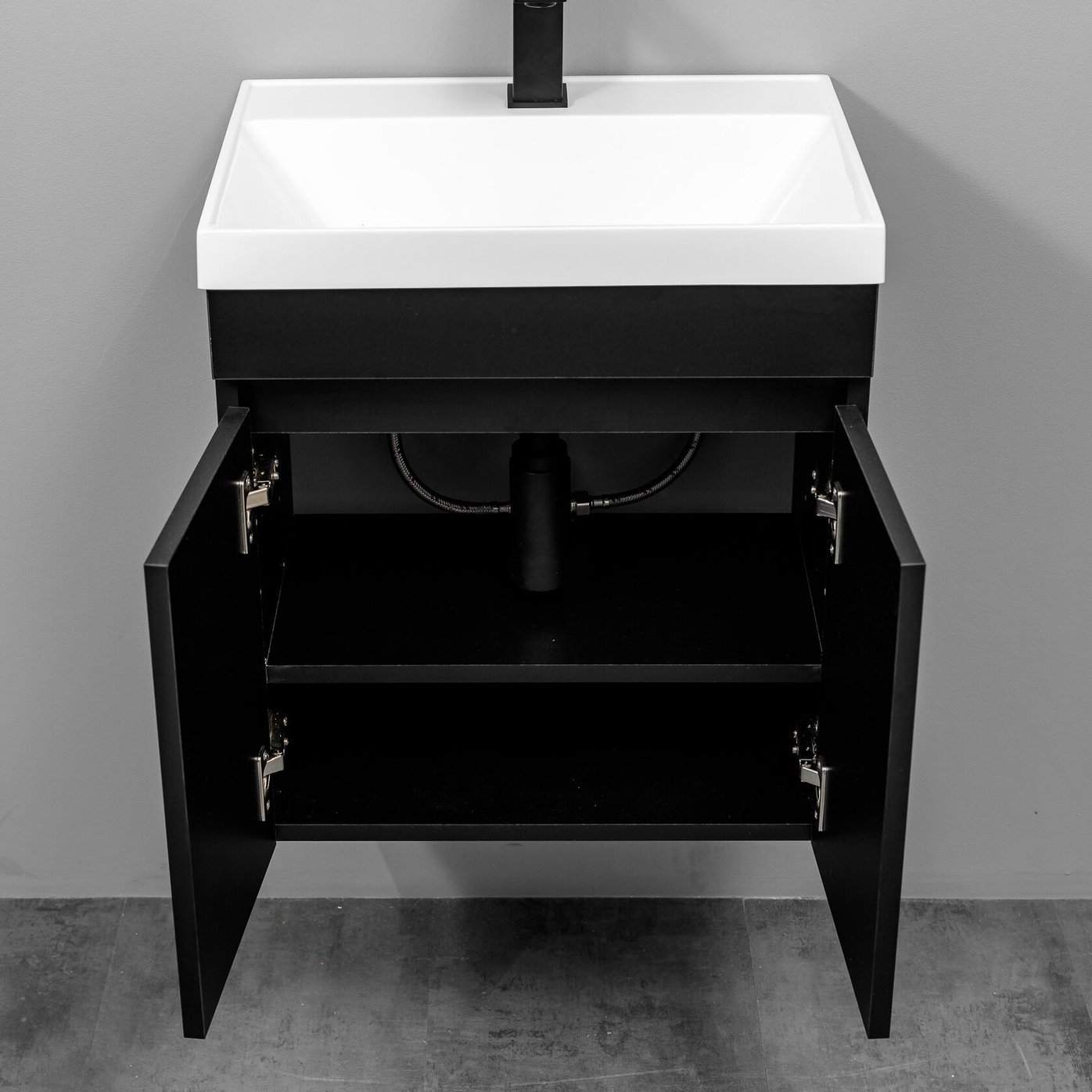 ИЗЕО 50 комплект мебели подвесной c дверцами (под Слим 50/Альтаис 35), Черный IZ-S-T50BSh