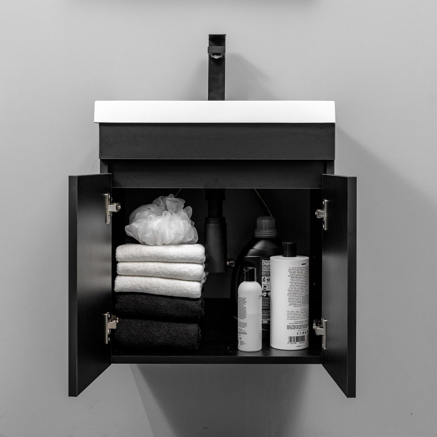 ИЗЕО 50 комплект мебели подвесной c дверцами (под Слим 50/Альтаис 35), Черный IZ-S-T50BSh