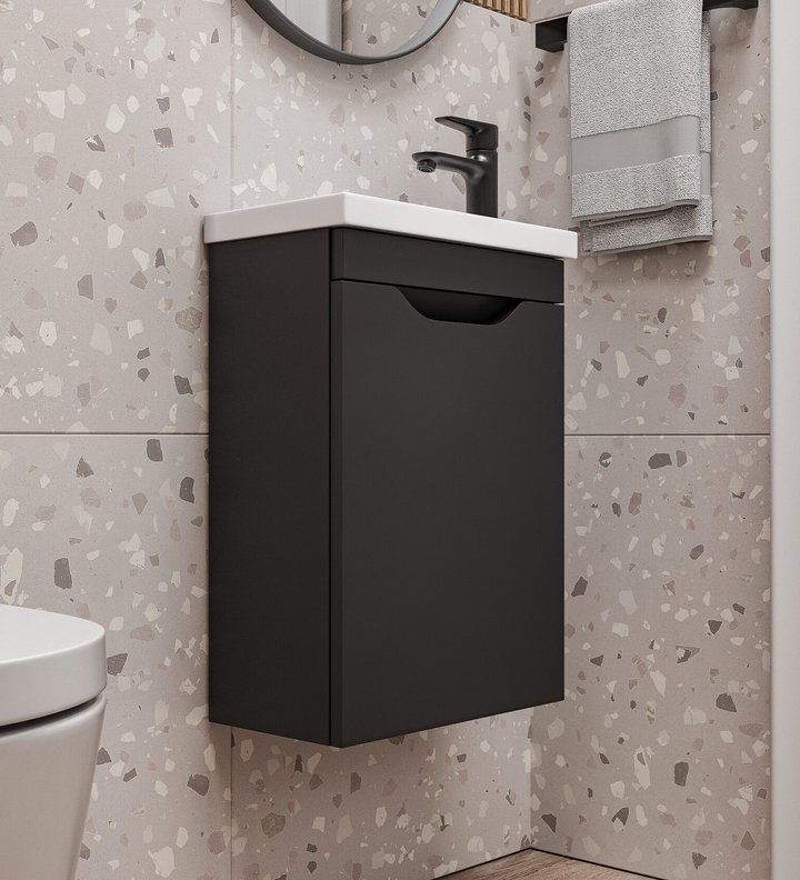 IZEO 40 комплект мебели подвесной с дверцей (тумба + раковина Квадро 40) цвет Черный IZ-T40BSh-V