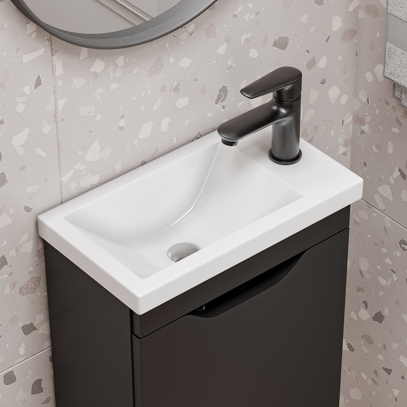 ИЗЕО 40 комплект мебели подвесной с дверцей (тумба + раковина Квадро 40) цвет Черный IZ-T40BSh-V