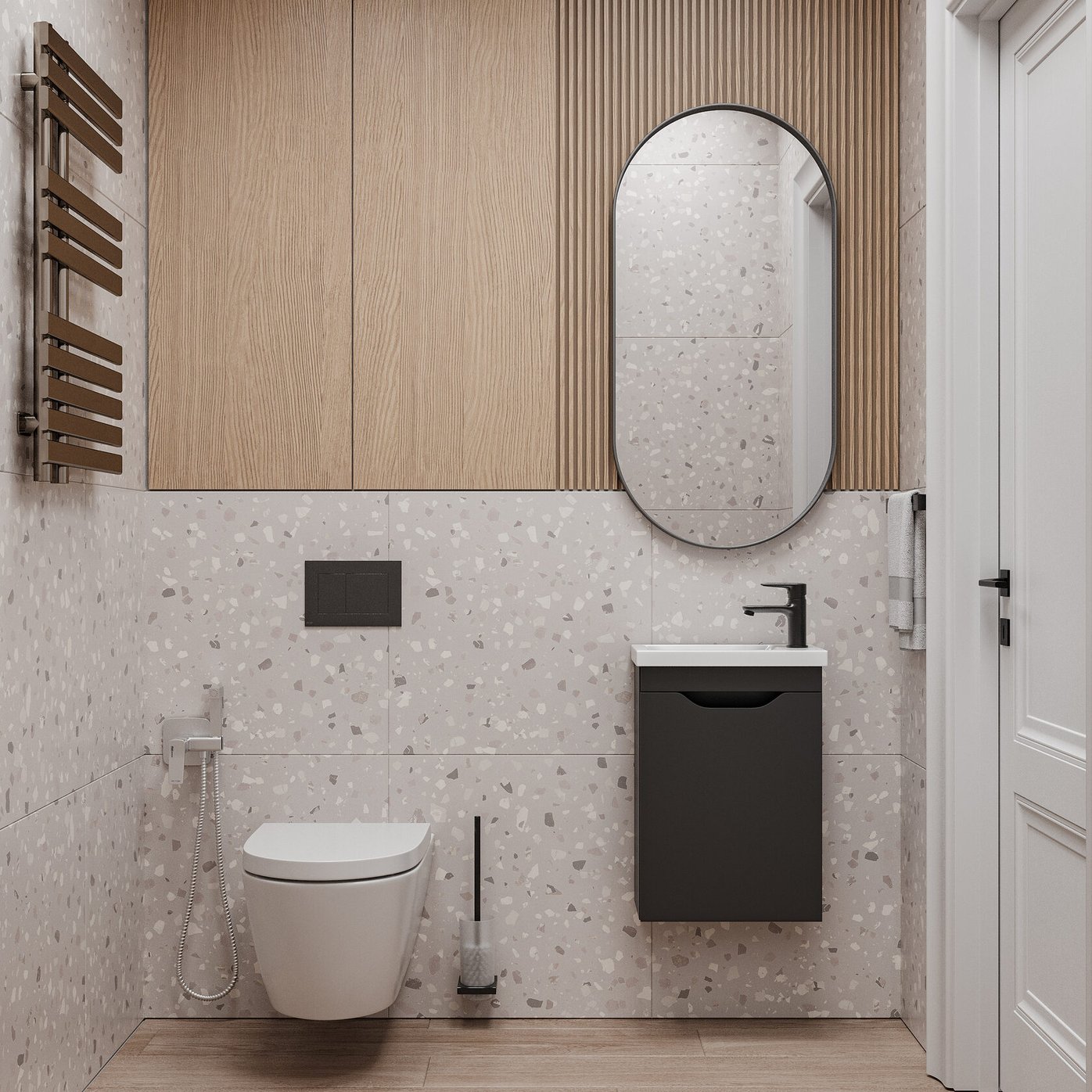 ИЗЕО 40 комплект мебели подвесной с дверцей (тумба + раковина Квадро 40) цвет Черный IZ-T40BSh-V