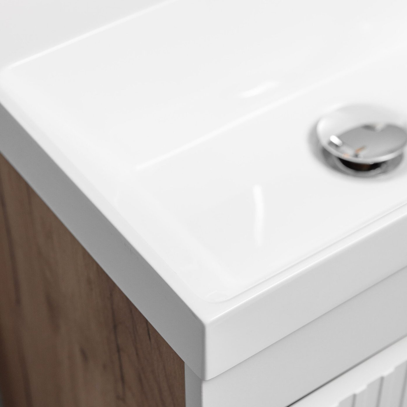 ТЕННО 50 Комплект мебели подвесной с раковиной Слим 50/Альтаис 35, Белый + Дуб крафт золотой