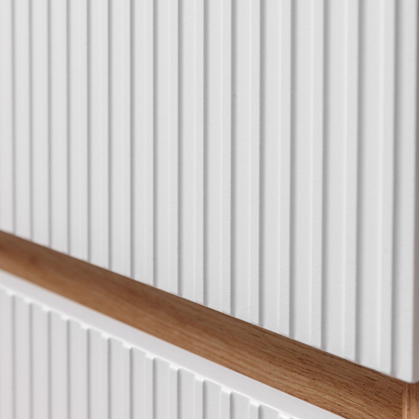 ПУРО 60 комплект, подвесной с 2 ящиками, фасад фрезерованный с нишами (под Астория), цвет Белый/Дуб крафт PU-T60-W/PW