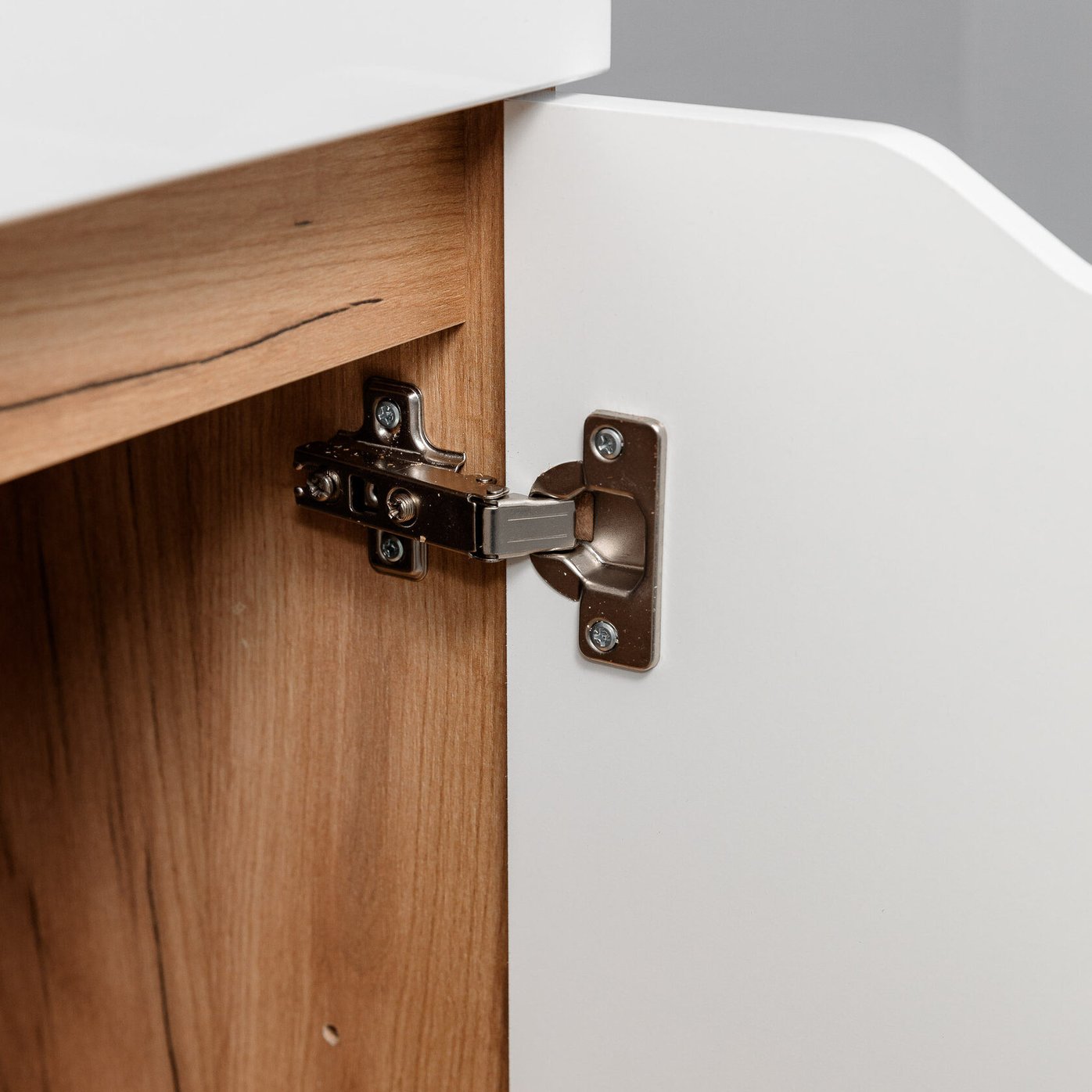 АРОНА 50 Комплект мебели напольный с вырезами на дверцах, фасад МДФ (под Слим 50/Альтаис 35), Белый+Дуб крафт золотой AR-T50-W/PW2