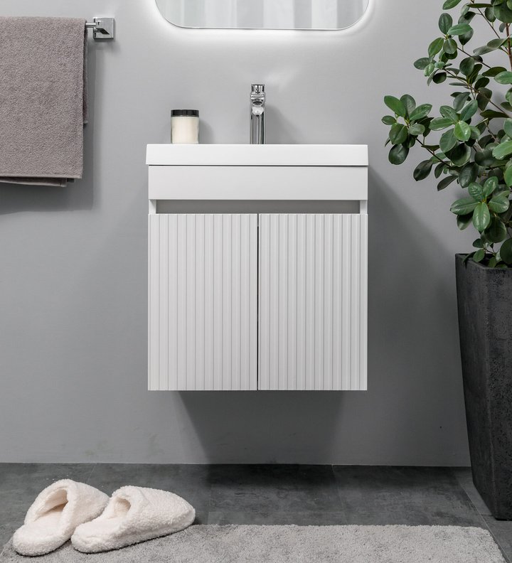 TENNO 50 комплект мебели подвесной c дверцами МДФ фрез (под Слим 50/Altais 35), цвет белый TN-T50FrW