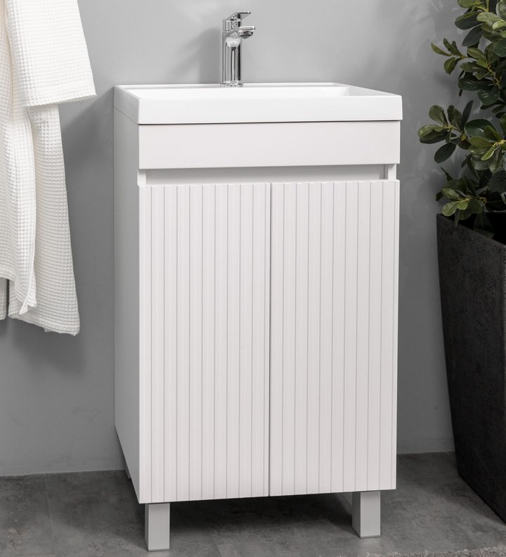 TENNO 50 Комплект мебели напольный с дверцами, фасад МДФ с вырезами (под Слим 50/Altais 35), Белый TN-T50napFrW