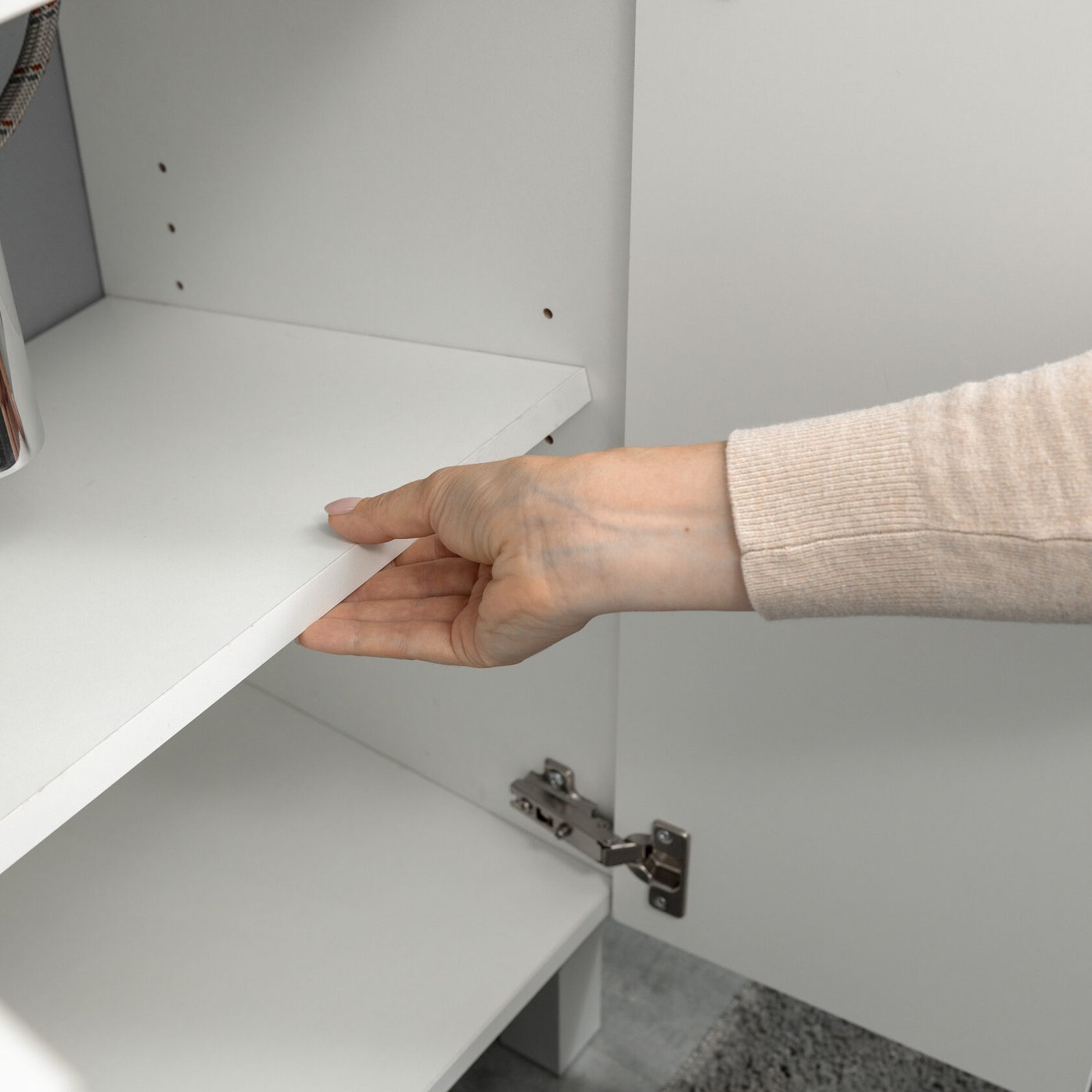 ТЕННО 50 Комплект мебели напольный с дверцами, фасад МДФ с вырезами (под Слим 50/Альтаис 35), Белый TN-T50napFrW