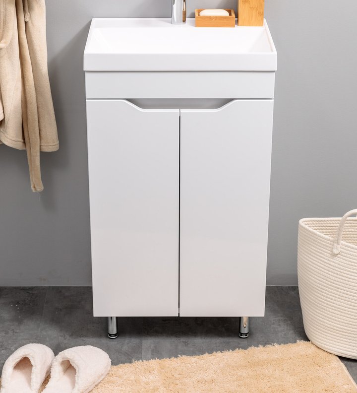 Arona 50 Комплект мебели напольный с дверцами, фасад МДФ с вырезами (под Слим 50/Altais 35), Белый AR-T50NAP-W