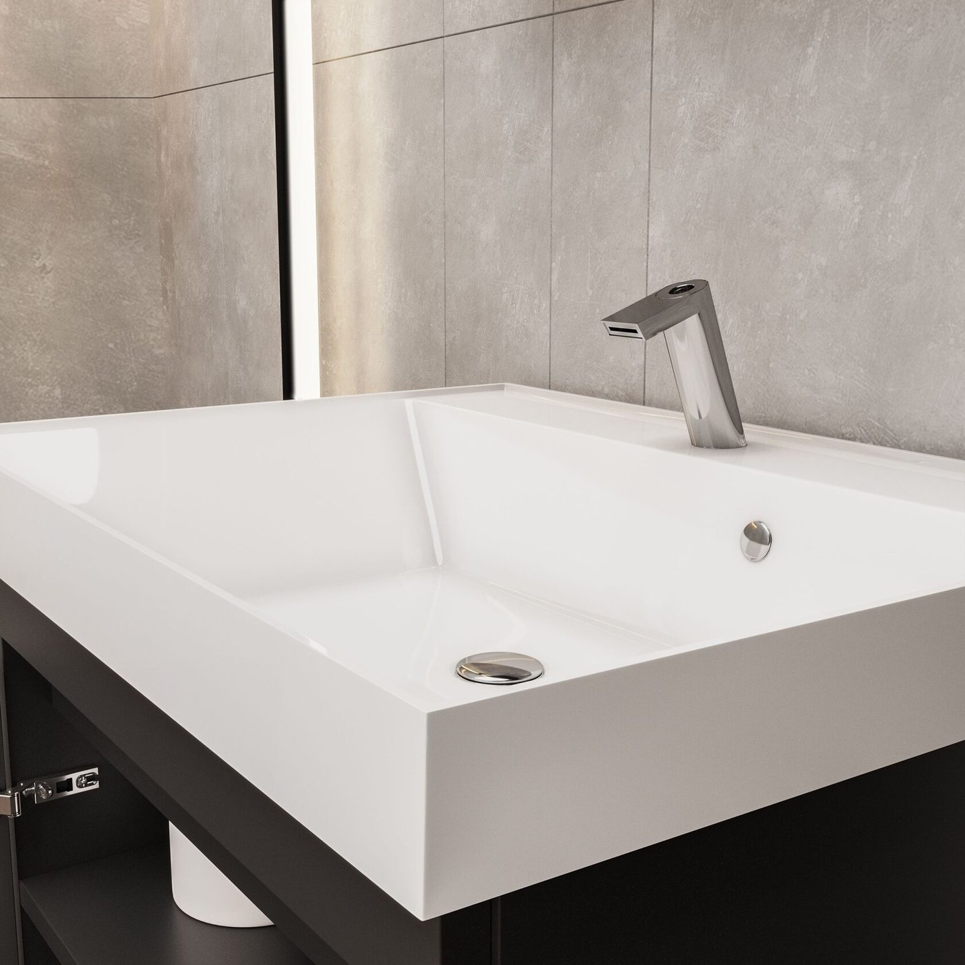 ИЗЕО 60 комплект мебели подвесной c дверцами (тумба + умывальник Дакота 60), цвет Черный, шагрень 