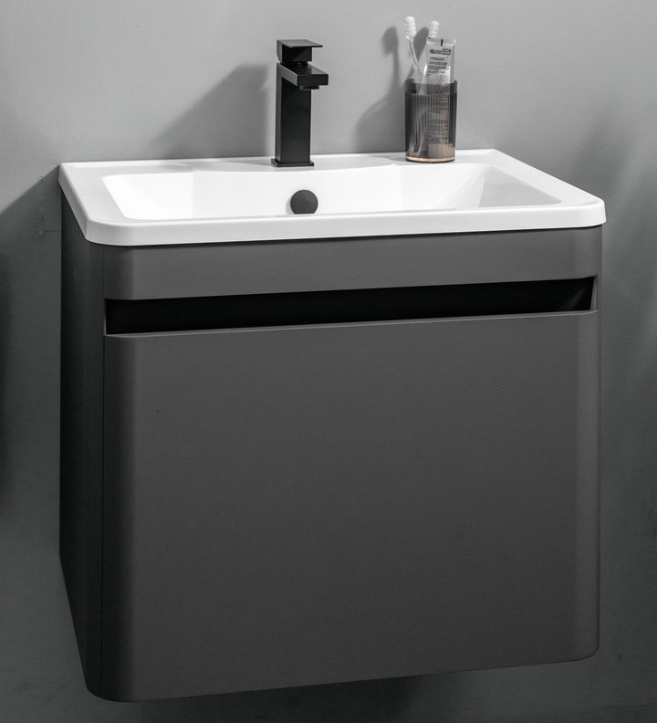 Bonassola 60 комплект тумба подвесная с 1 ящиком, скругленная (под Аллегро 600), цвет Графит BN-T60-A-Gr