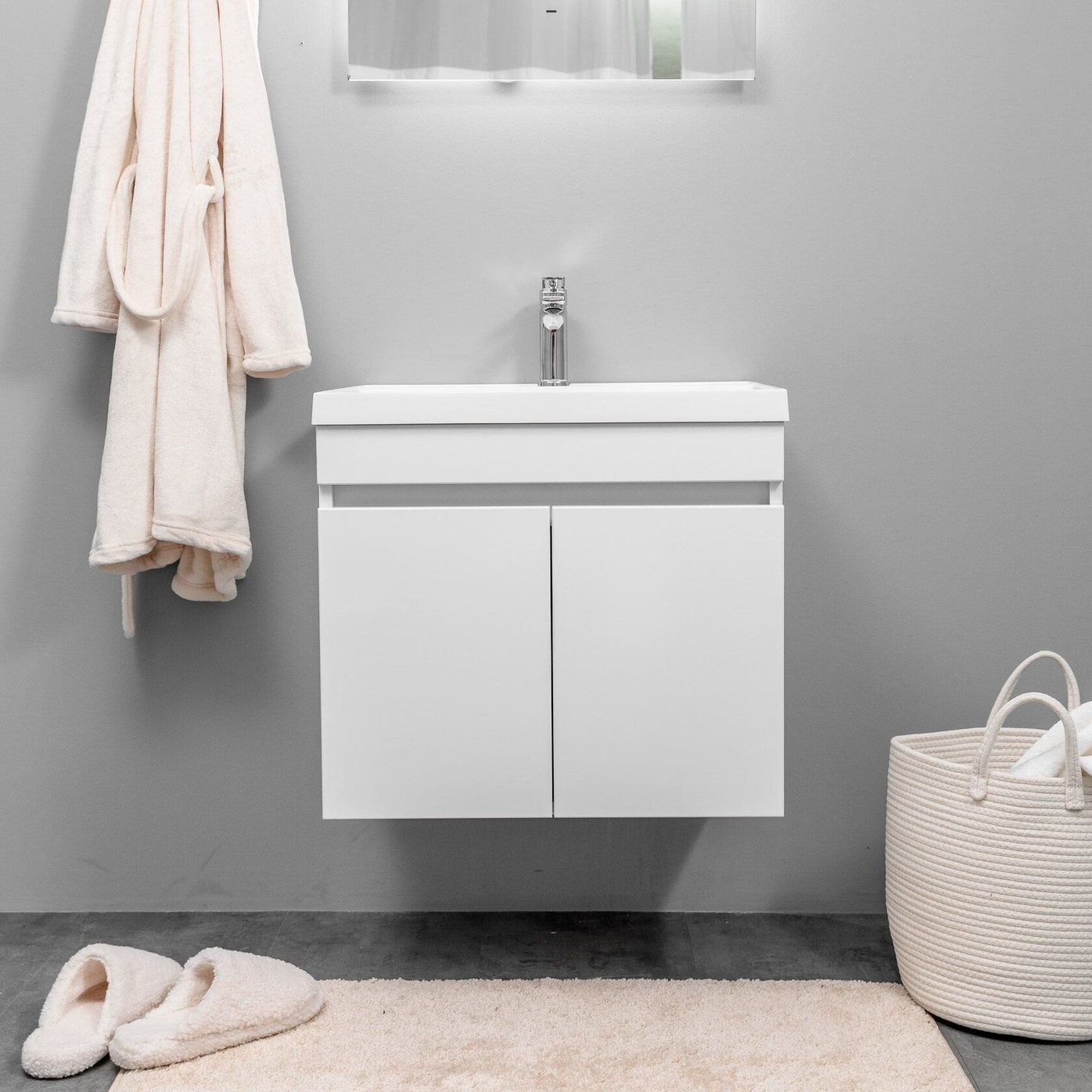 НЕМИ 60 комплект мебели подвесной c дверцами (тумба + умывальник Дакота 60), Белый