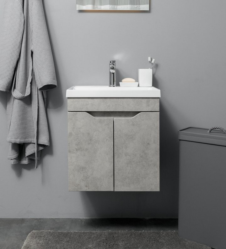 Arona 50 Комплект мебели подвесной с дверцами, фасад МДФ с вырезами (под Слим 50/Altais 35), Бетон лофт AR-T50-Be