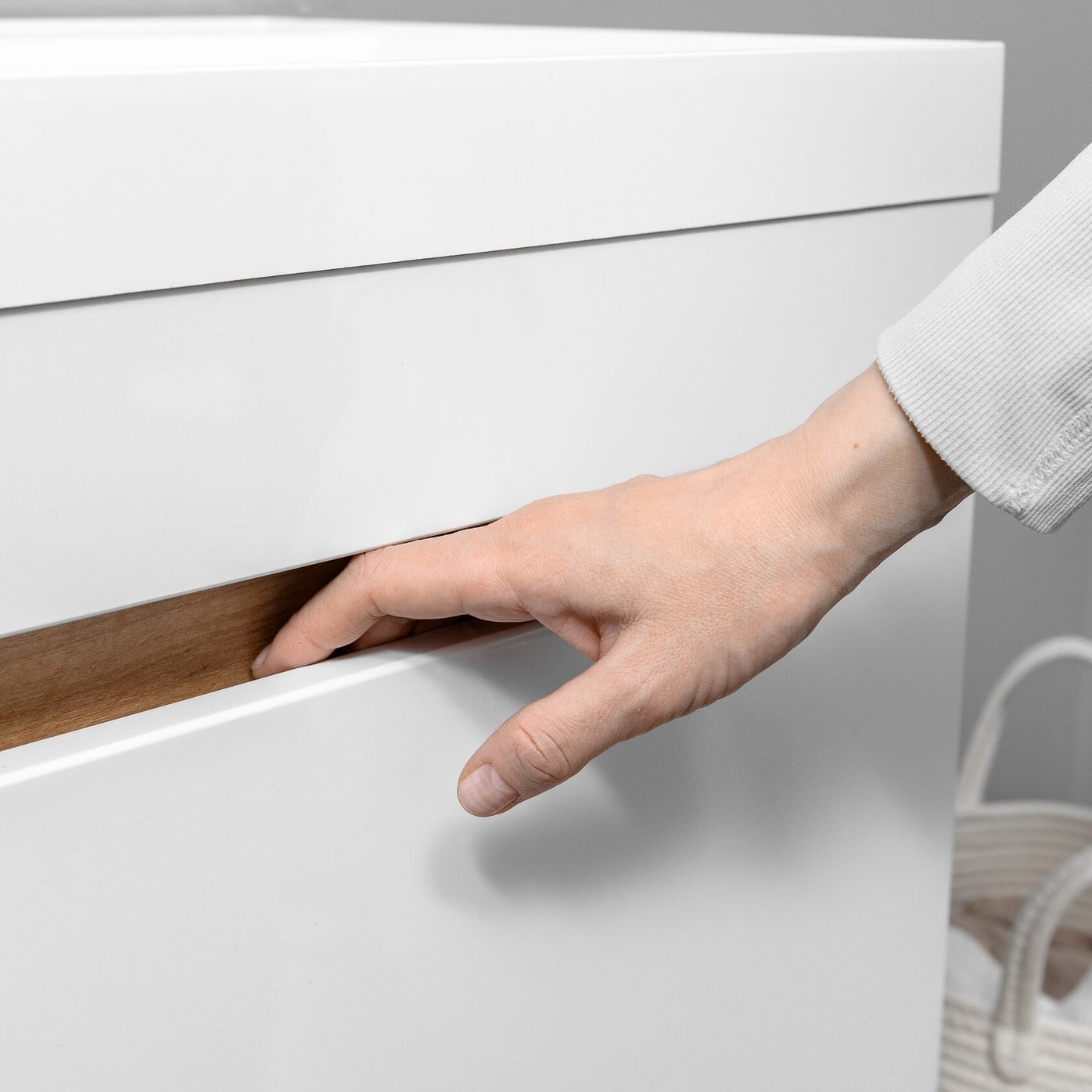 БИАНА 60 комплект, подвесной с 1 ящиком, фасад МДФ (под Астория), цвет Белый+Крафт BI-T60-W/PW