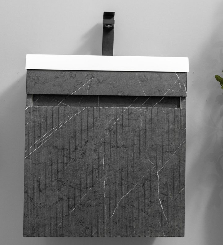 Fresco 50 комплект мебели подвесной c 1 МДФ дверью (под Слим 50/Altais 35), цвет Черный мрамор Fr-T50FrBlMr