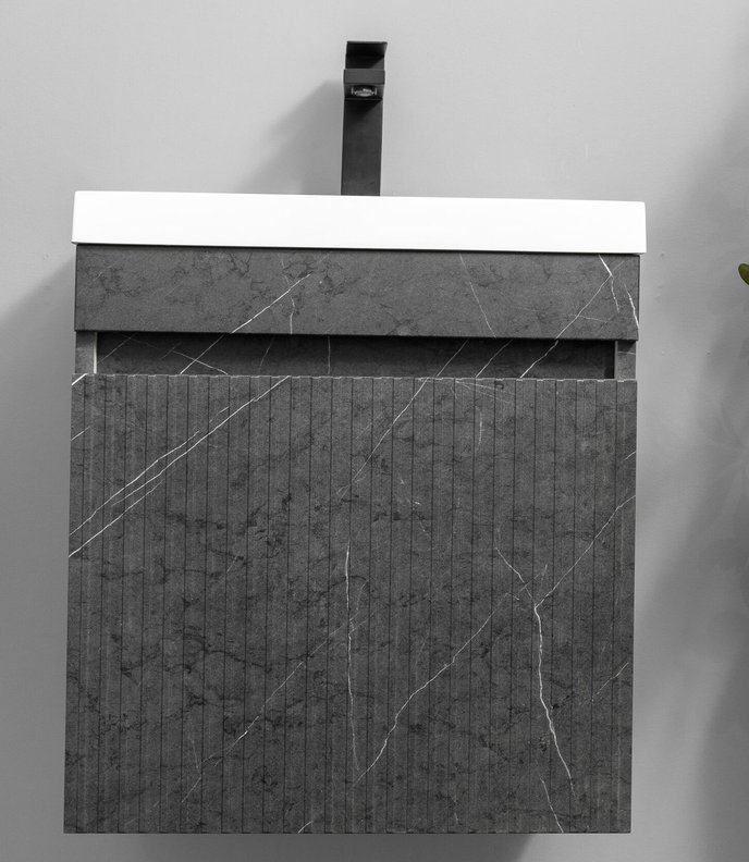 Fresco 50 комплект мебели подвесной c 1 МДФ дверью (под Слим 50/Altais 35), цвет Черный мрамор Fr-T50FrBlMr