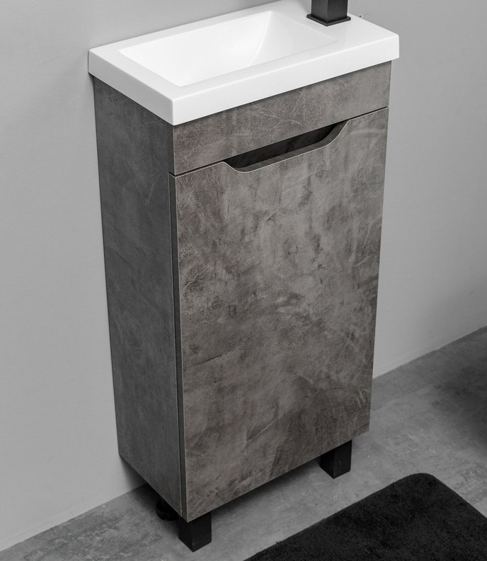 BRAVO 40 комплект мебели напольной с дверцей (тумба + раковина Квадро 40), цвет Камень темный BV-T40KT-V
