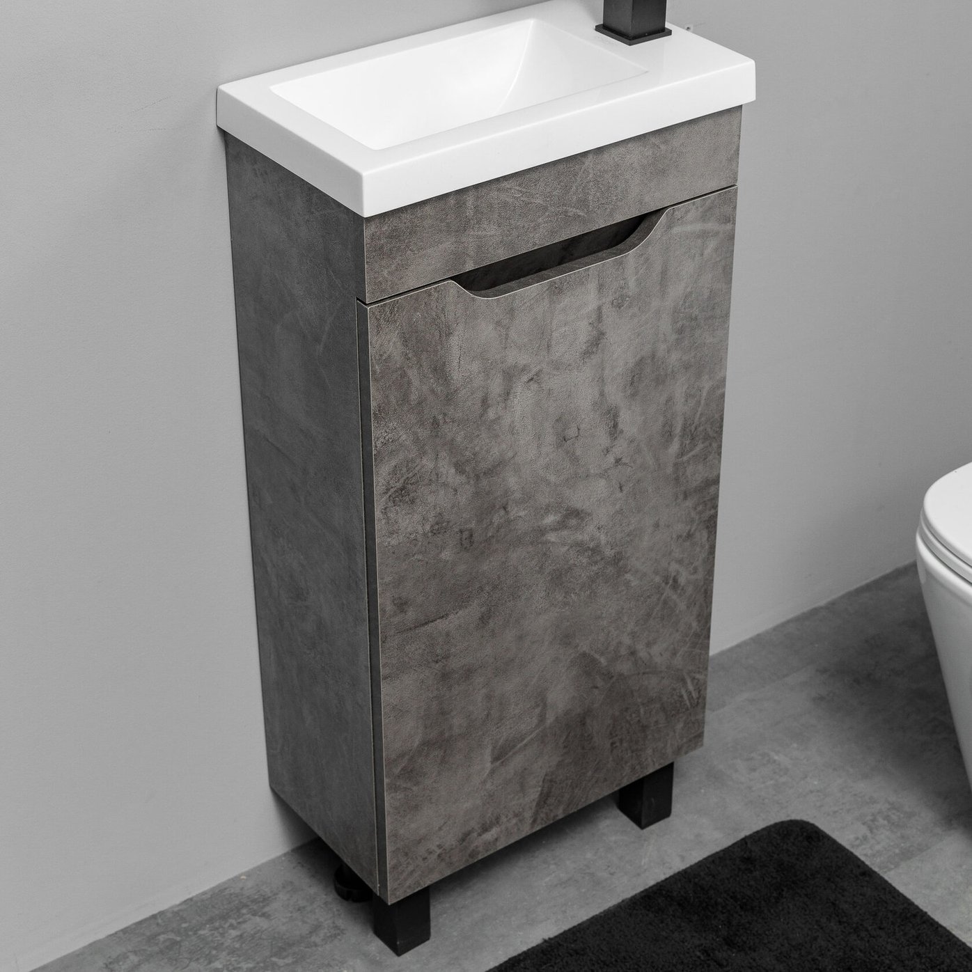 БРАВО 40 комплект мебели напольной с дверцей (тумба + раковина Квадро 40), цвет Камень темный BV-T40KT-V
