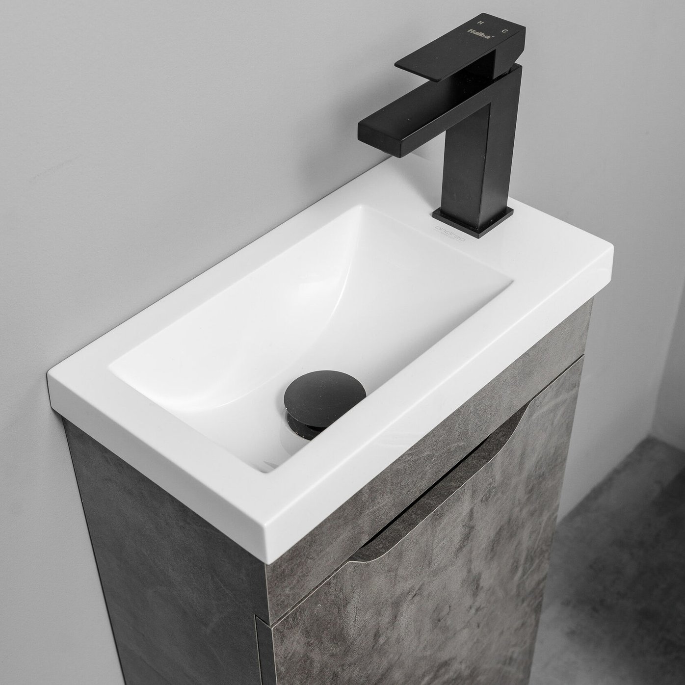 БРАВО 40 комплект мебели напольной с дверцей (тумба + раковина Квадро 40), цвет Камень темный BV-T40KT-V