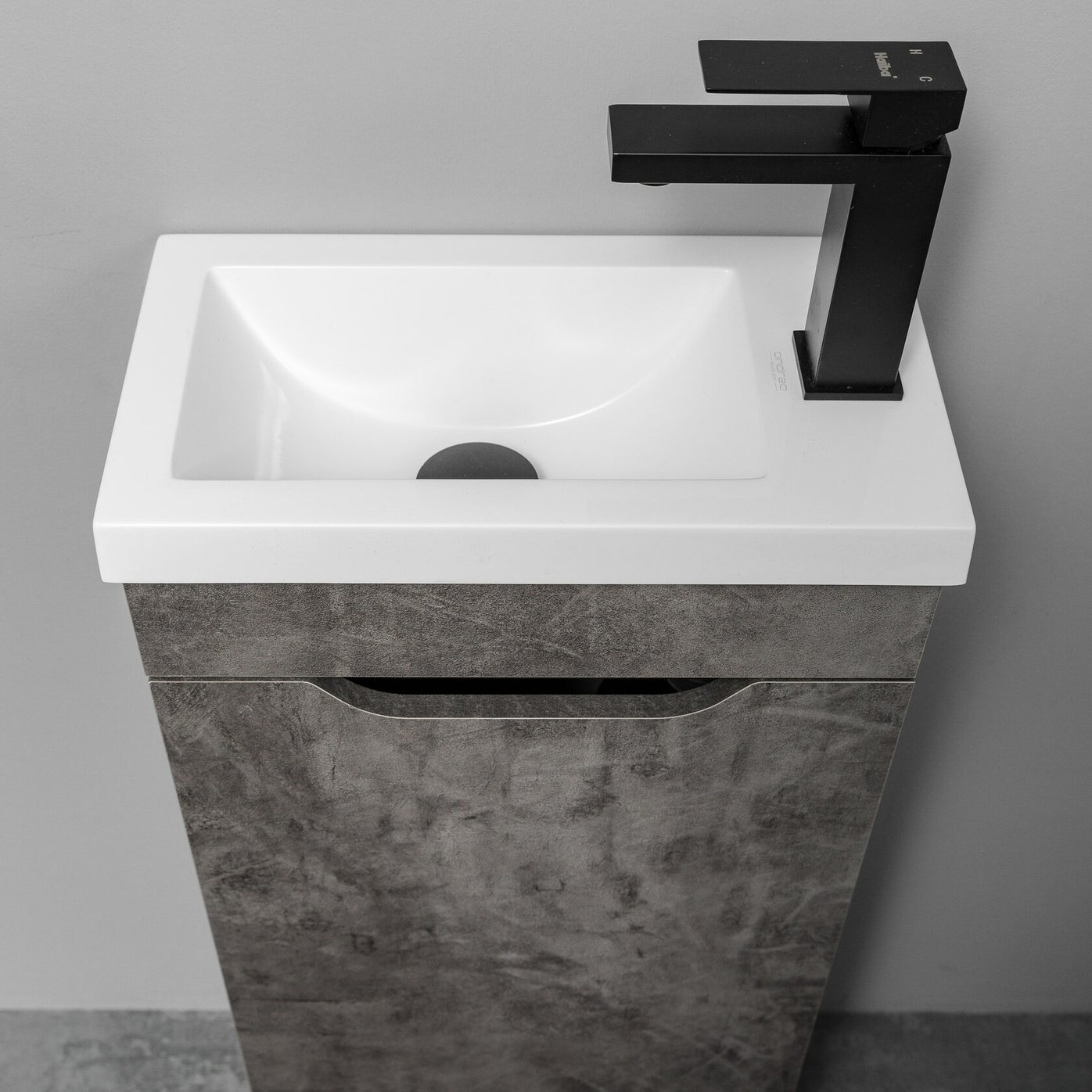 БРАВО 40 комплект мебели напольной с дверцей (тумба + раковина Квадро 40), цвет Камень темный BV-T40KT-V