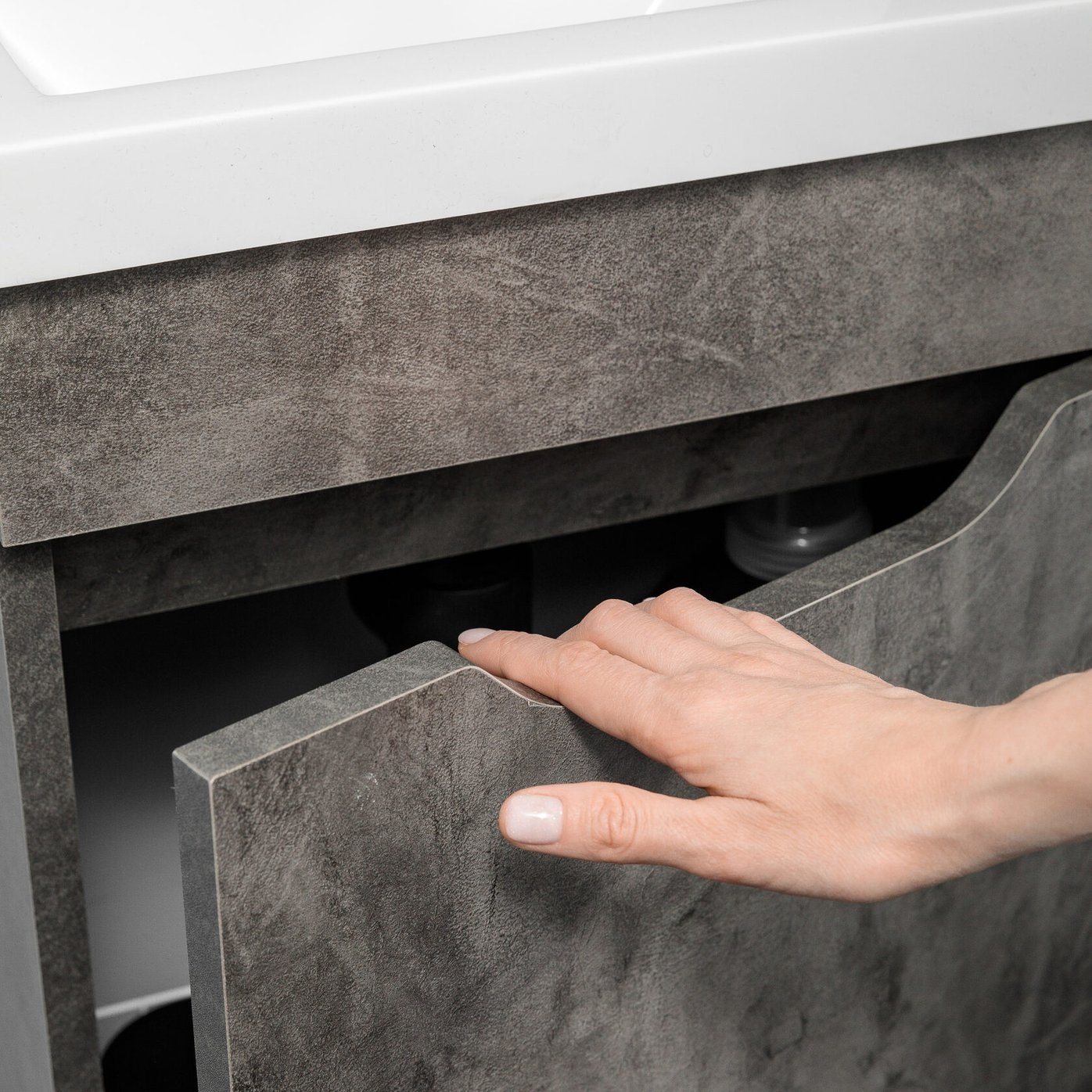 БРАВО 40 комплект мебели напольной с дверцей (тумба + раковина Квадро 40), цвет Камень темный BV-T40KT-V