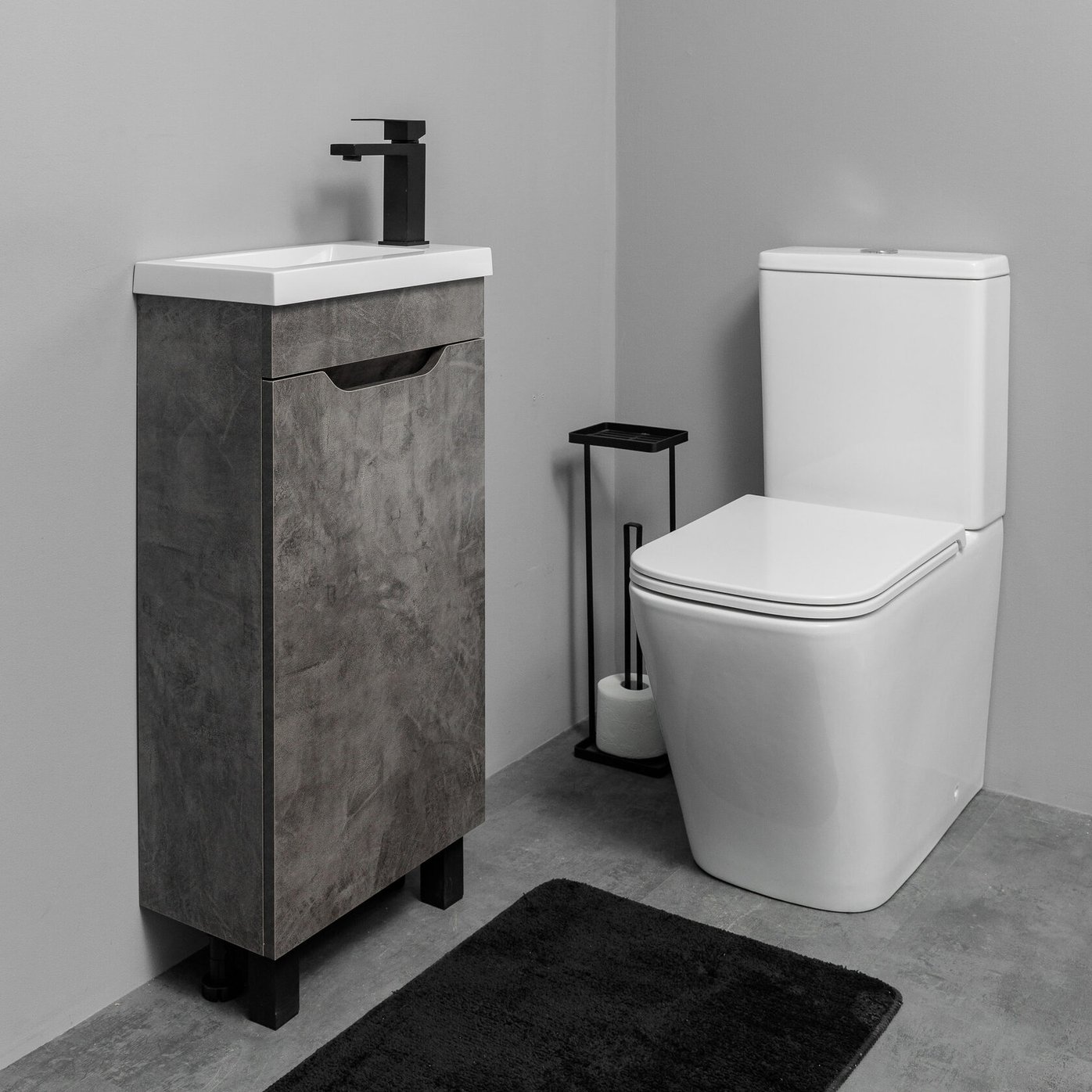 БРАВО 40 комплект мебели напольной с дверцей (тумба + раковина Квадро 40), цвет Камень темный BV-T40KT-V