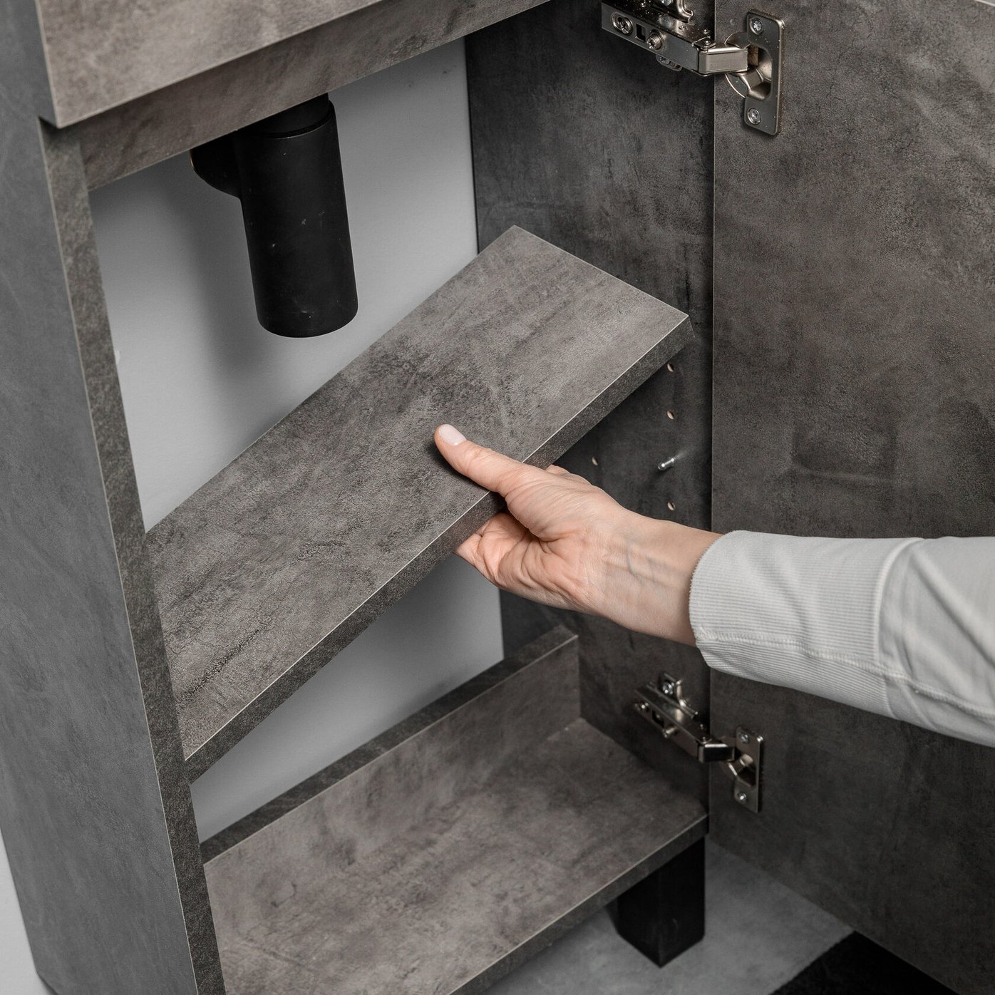 БРАВО 40 комплект мебели напольной с дверцей (тумба + раковина Квадро 40), цвет Камень темный BV-T40KT-V