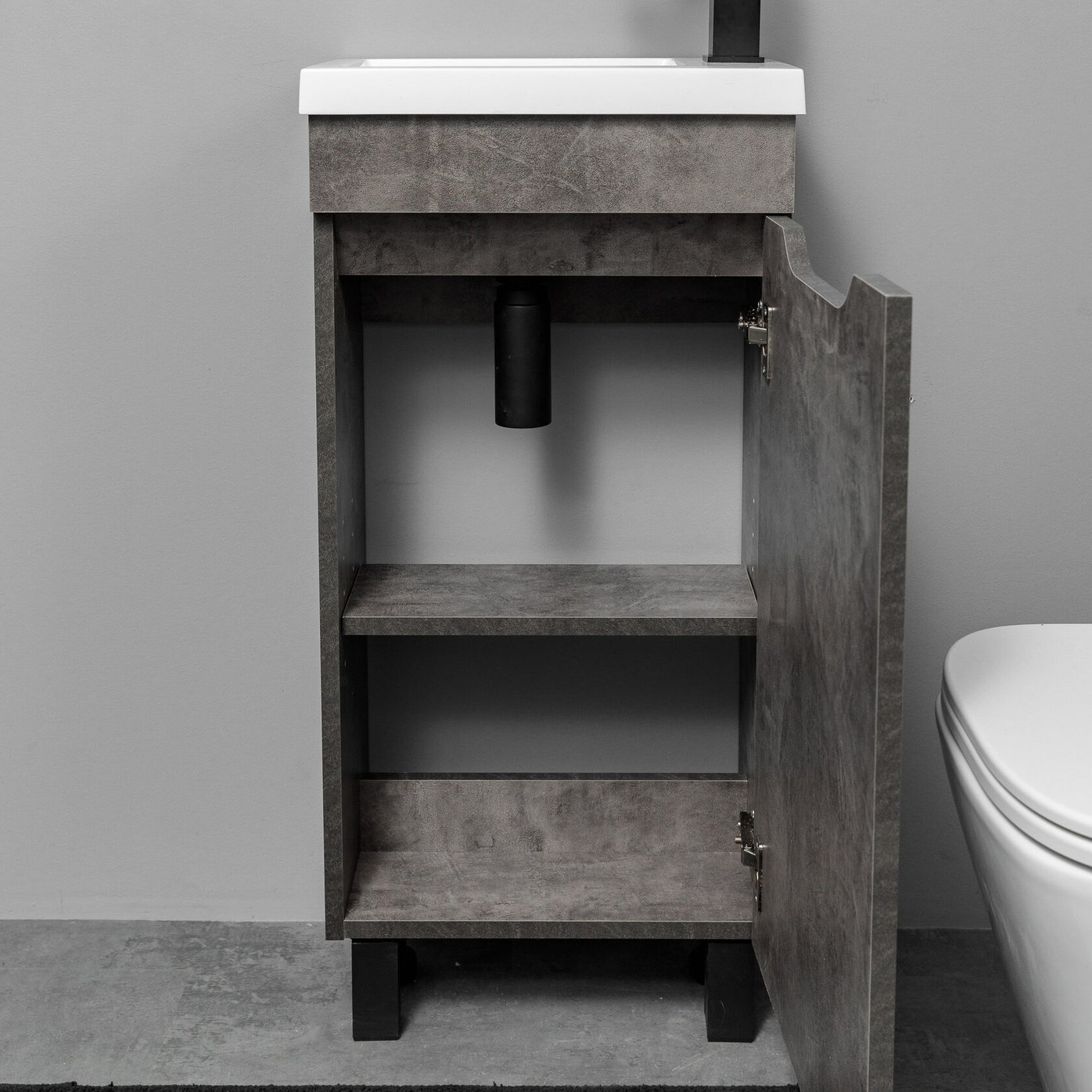 БРАВО 40 комплект мебели напольной с дверцей (тумба + раковина Квадро 40), цвет Камень темный BV-T40KT-V