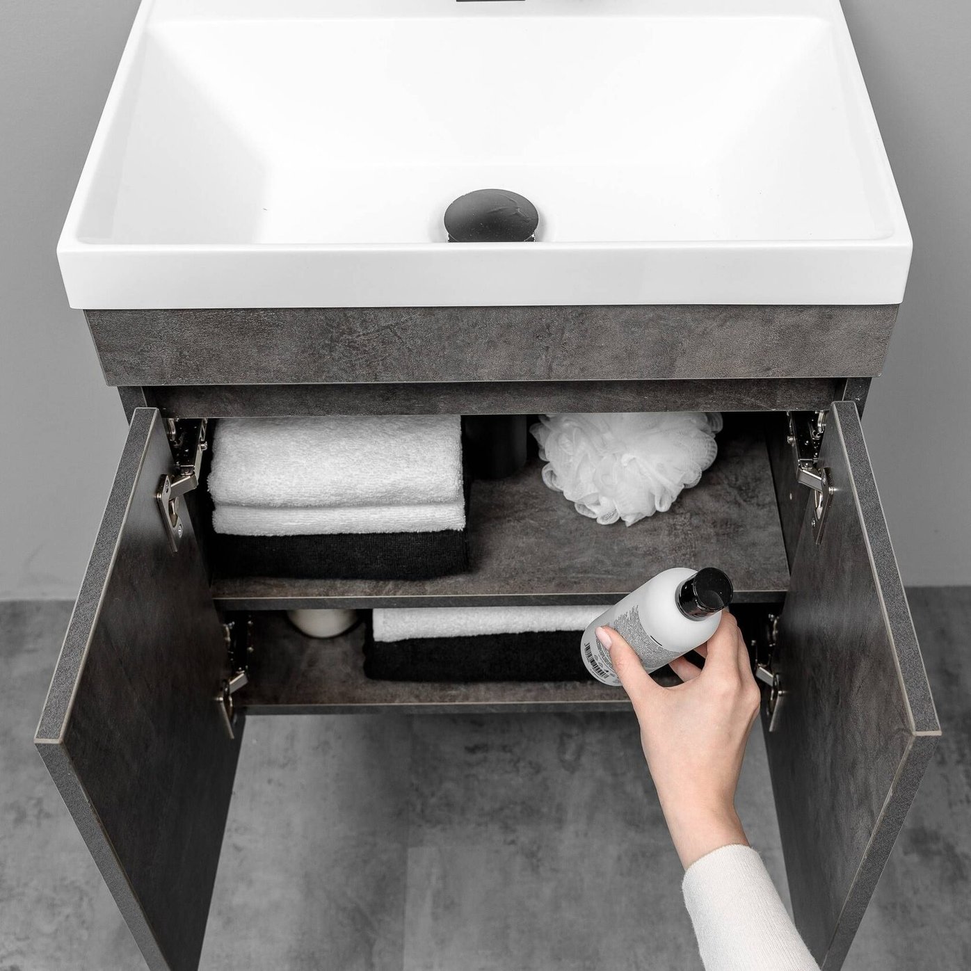 ИЗЕО 50 комплект мебели подвесной c дверцами (под Слим 50/Альтаис 35), цвет Камень темный IZ-S-T50KT