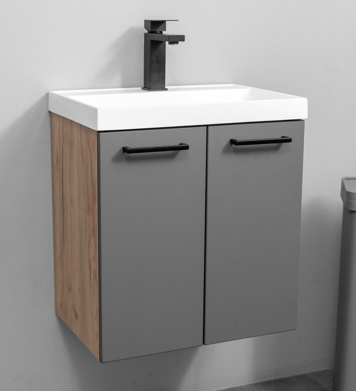 Lacio 50 комплект мебели подвесной с дверцами, ручки горизонтально, под Altais 35 (Слим 50), Графит+Крафт La-T50-Al-KPW/GR2