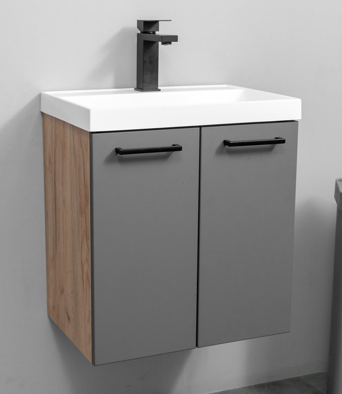 Lacio 50 комплект мебели подвесной с дверцами, ручки горизонтально, под Altais 35 (Слим 50), Графит+Крафт La-T50-Al-KPW/GR2