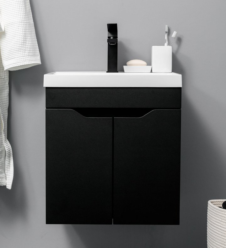 Arona 50 Комплект мебели подвесной с дверцами, фасад МДФ с вырезами (под Слим 50/Altais 35), Черный AR-T50-Bl