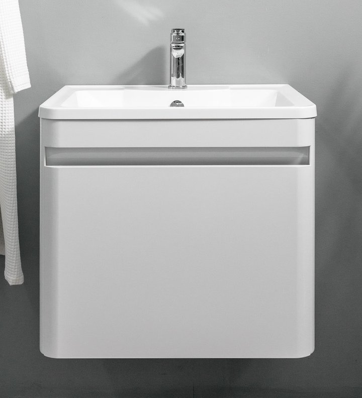 Bonassola 60 комплект тумба подвесная с 1 ящиком, скругленная (под Аллегро 600), цвет Белый BN-T60-A-W