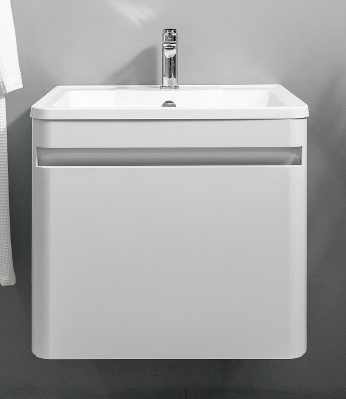 Bonassola 60 комплект тумба подвесная с 1 ящиком, скругленная (под Аллегро 600), цвет Белый BN-T60-A-W