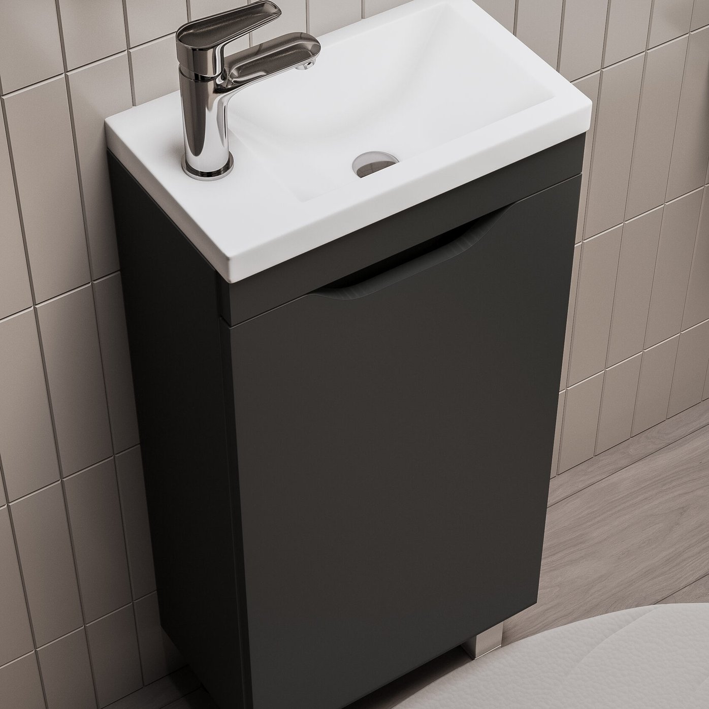 БРАВО 40 комплект мебели напольной с дверцей (тумба + раковина Квадро 40), цвет Черный BV-T40Bl-V