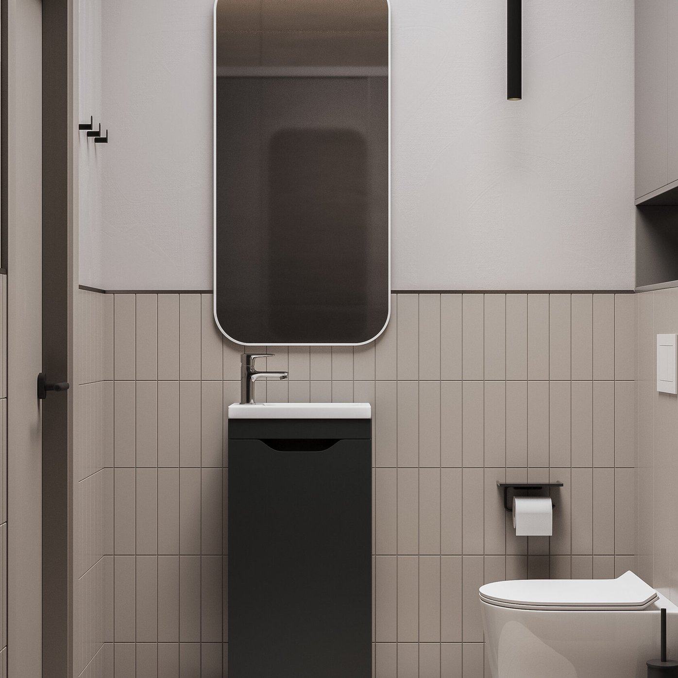 БРАВО 40 комплект мебели напольной с дверцей (тумба + раковина Квадро 40), цвет Черный BV-T40Bl-V