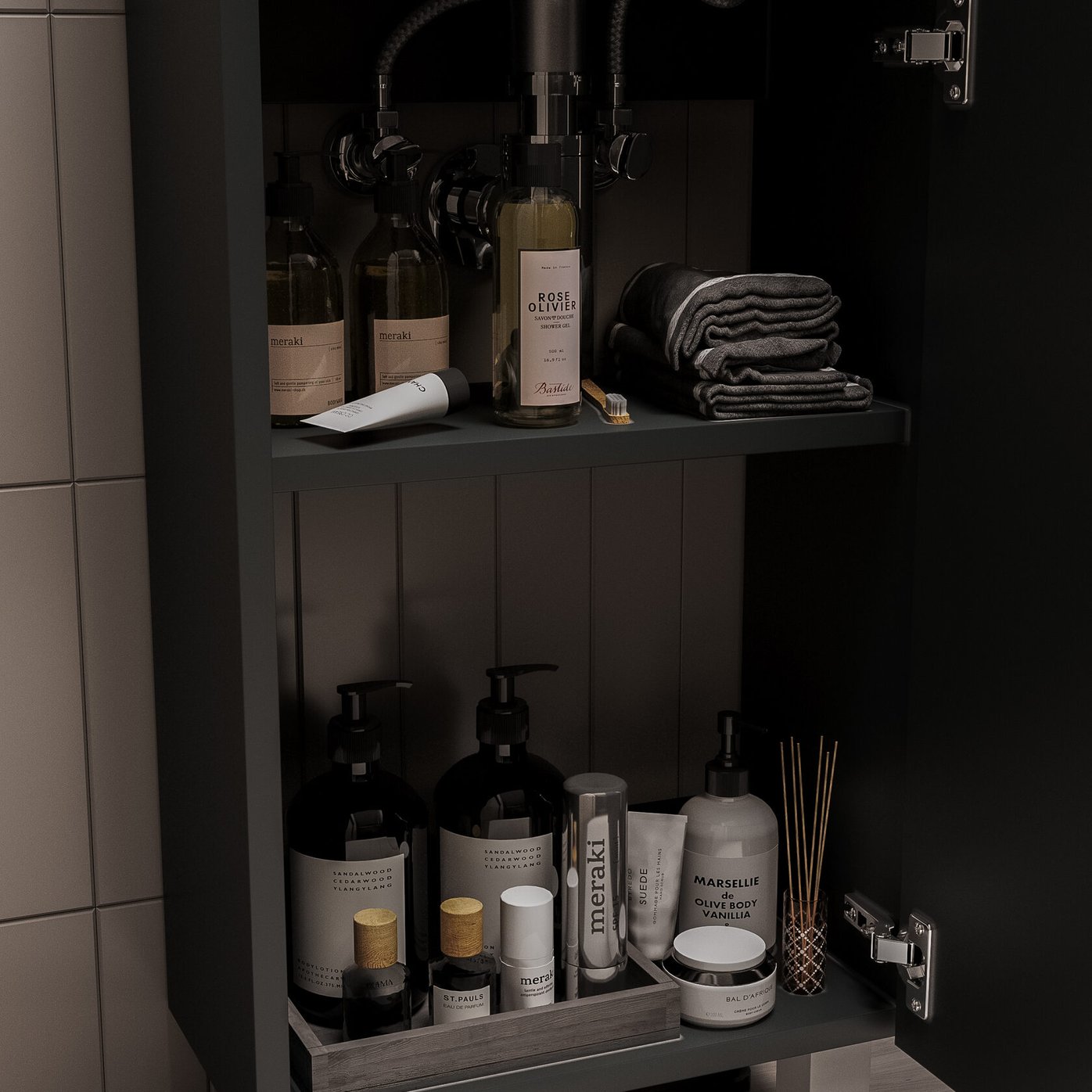 БРАВО 40 комплект мебели напольной с дверцей (тумба + раковина Квадро 40), цвет Черный BV-T40Bl-V