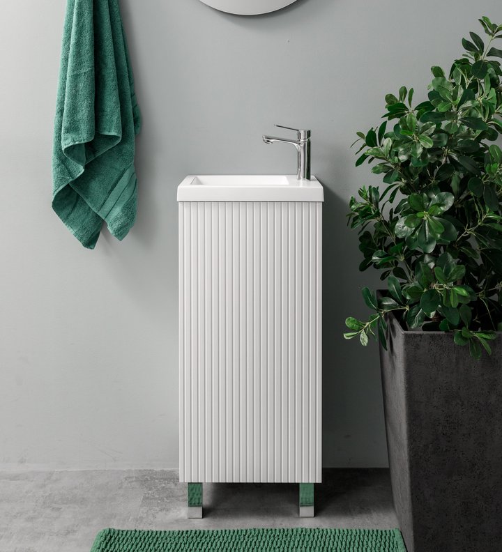 Picante 40 комплект мебели напольной с дверцей МДФ фрезерованной (тумба + раковина Квадро 40), цвет белый PI-K-T40Wnap