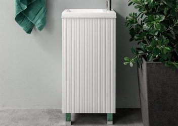 Picante 40 комплект мебели напольной с дверцей МДФ фрезерованной (тумба + раковина Квадро 40), цвет белый PI-K-T40Wnap