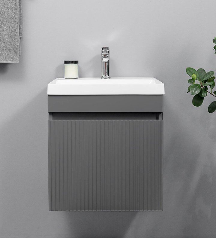 Fresco 50 комплект мебели подвесной c 1 МДФ дверью (под Слим 50/Altais 35), цвет графит Fr-T50FrGr