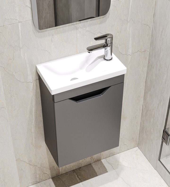 IZEO 40 комплект мебели подвесной с дверцей (тумба + раковина Квадро 40) цвет Графит IZ-T40GR-V
