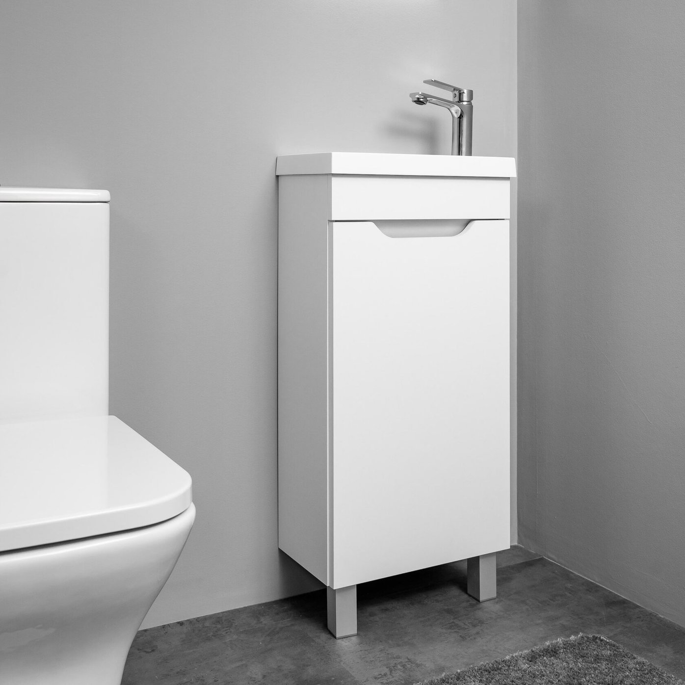 БРАВО 40 комплект мебели напольной с дверцей (тумба + раковина Квадро 40), цвет белый BV-T40W-V