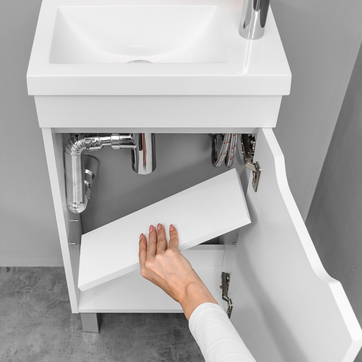 БРАВО 40 комплект мебели напольной с дверцей (тумба + раковина Квадро 40), цвет белый BV-T40W-V