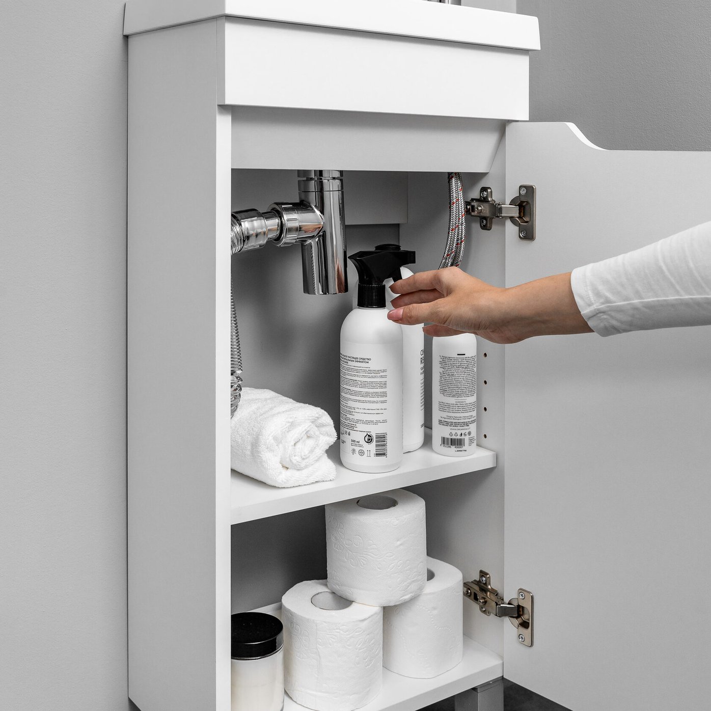 БРАВО 40 комплект мебели напольной с дверцей (тумба + раковина Квадро 40), цвет белый BV-T40W-V