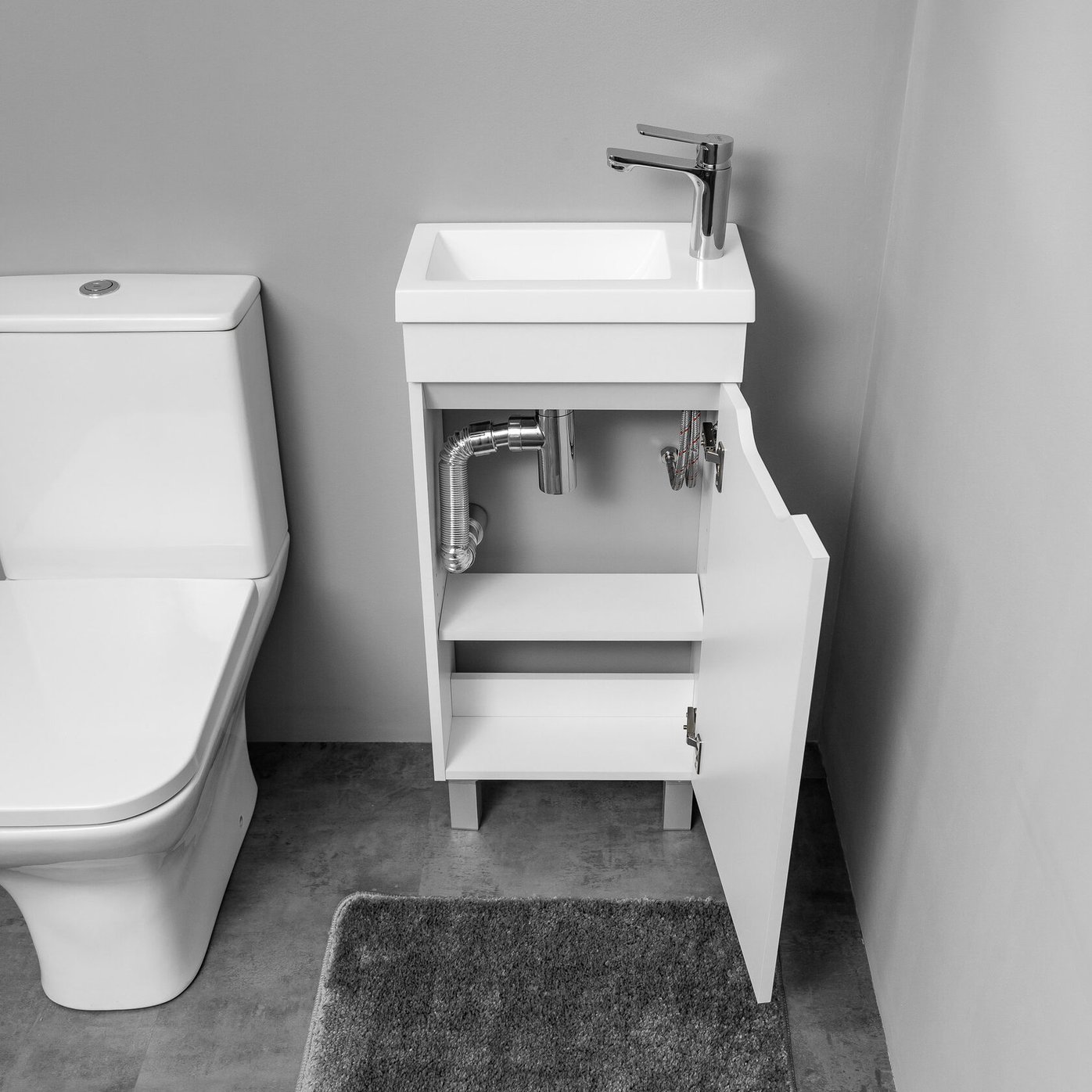 БРАВО 40 комплект мебели напольной с дверцей (тумба + раковина Квадро 40), цвет белый BV-T40W-V