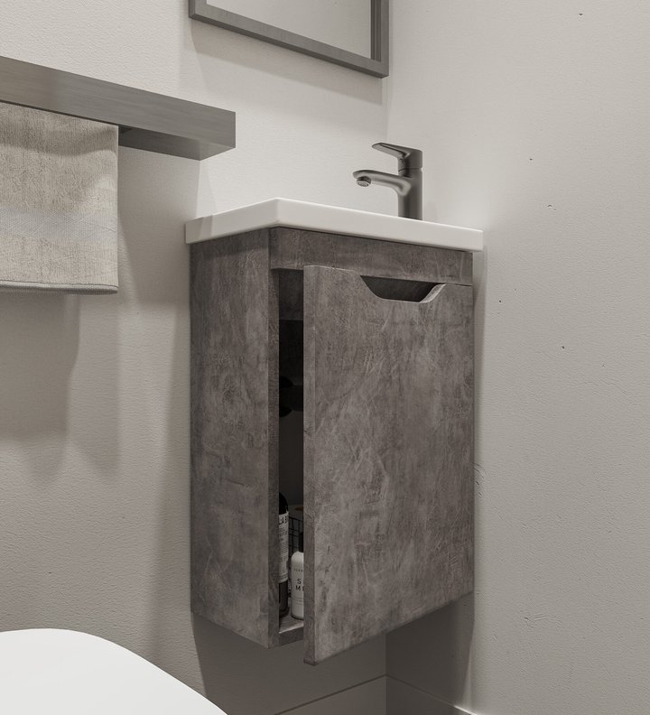 IZEO 40 комплект мебели подвесной с дверцей (тумба + раковина Квадро 40) цвет Камень темный IZ-T40KT-V