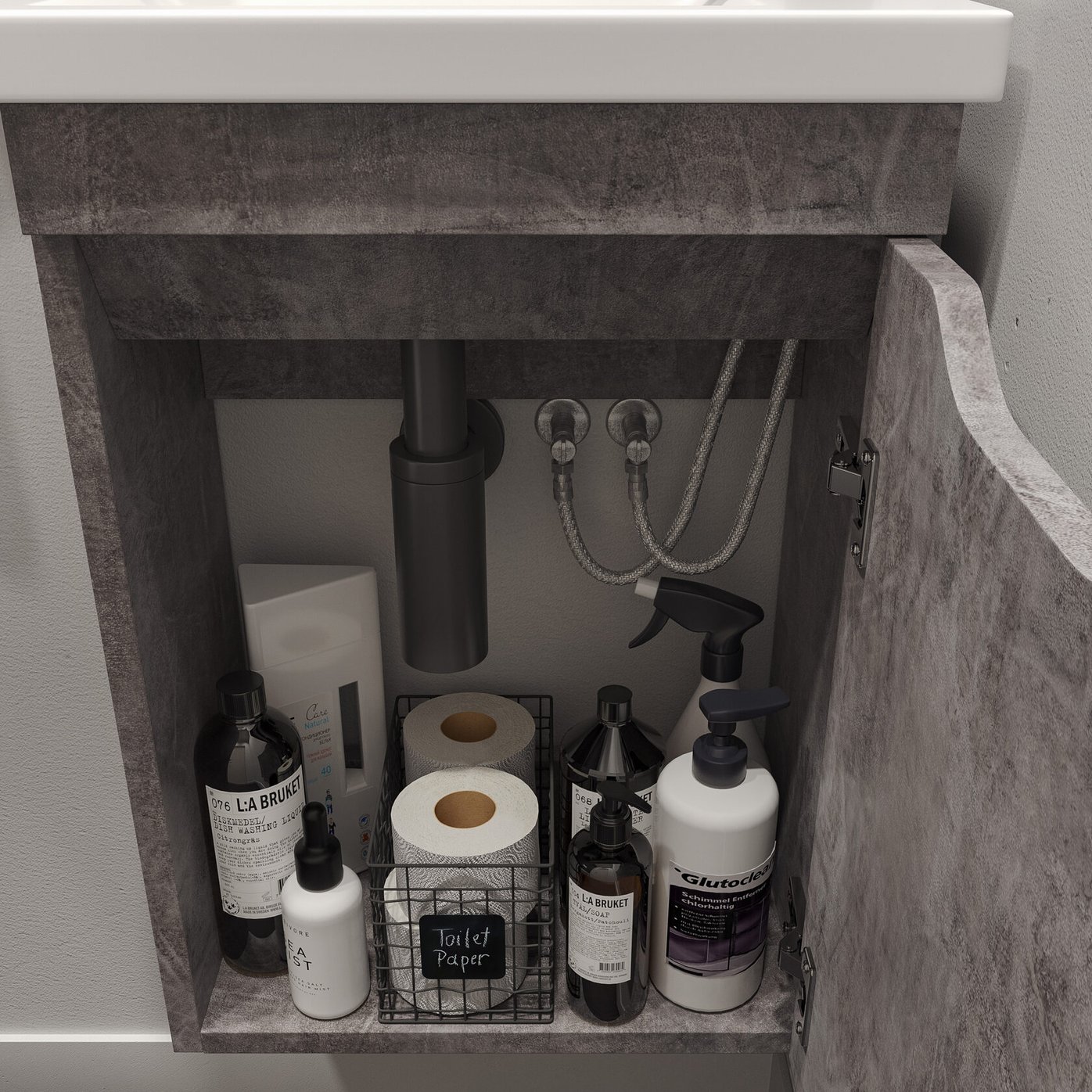 ИЗЕО 40 комплект мебели подвесной с дверцей (тумба + раковина Квадро 40) цвет Камень темный IZ-T40KT-V